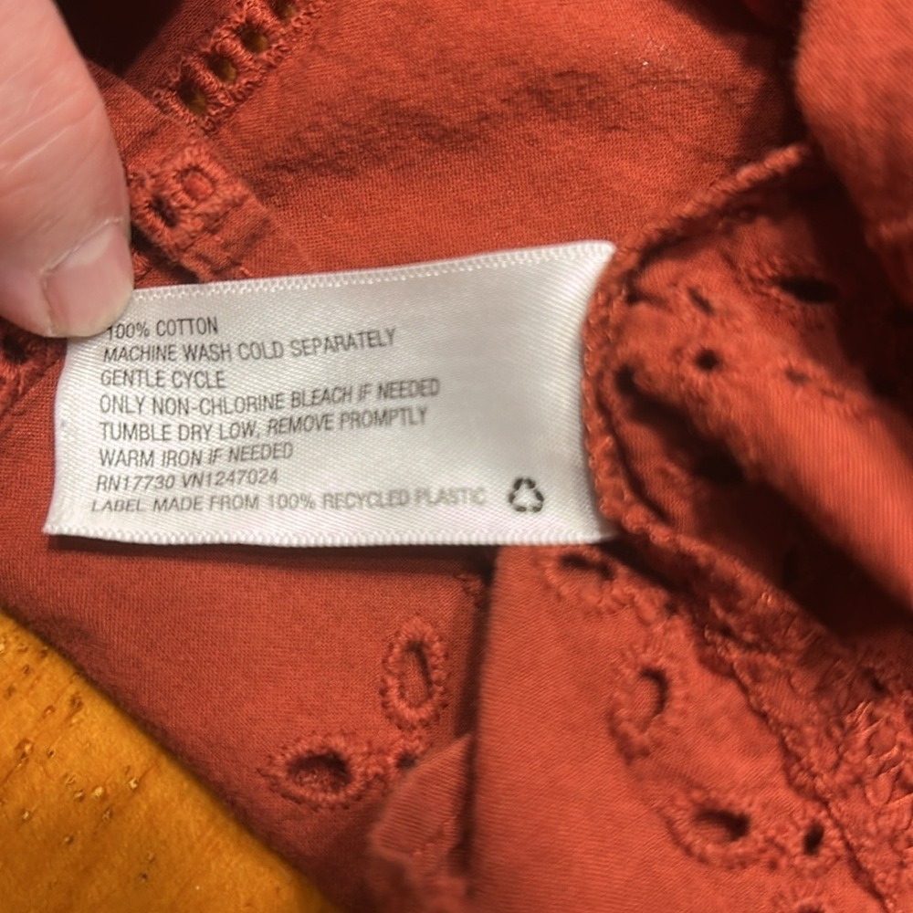 Universal Thread Cottagecore Prairie Rust Cotton Eyelet Ruffle Puff Sleeve Top - Picture 6 of 8